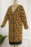 Braune Casual Print Leopard Patchwork Cardigan Collar Oberbekleidung
