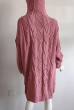 Vêtement d'extérieur à col à capuche en patchwork uni décontracté rose
