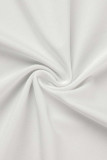 Weiße, sexy, solide Patchwork-Patch-Falte, asymmetrische Bleistiftrockkleider mit schrägem Kragen