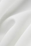 Witte Elegante Solid Patchwork Volant V-hals Avondjurk Jurken