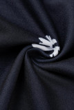 Zwarte casual kokerbroek met patchworkprint en hoge taille