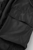 Черные уличные однотонные однотонные однотонные брюки в стиле пэчворк с заниженной талией и карманами