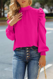 Tops de cuello alto básicos sólidos casuales de moda rosa roja