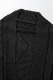 Prendas de abrigo de cuello de cárdigan de patchwork sólido casual gris oscuro