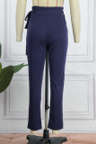 Blue Casual Solid Bandage Skinny High Waist Pencil Solid Color Bottoms