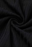 Robes de grande taille noires décontractées en patchwork de frein à col rond à manches longues