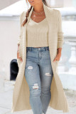 Coffee Casual Solid Patchwork Cardigan Collar Outerwear(Two Pieces)