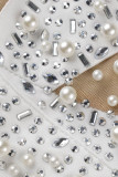 Pagliaccetti skinny con colletto asimmetrico per perforazione a caldo trasparente con perline di perle trasparenti bianche sexy