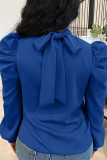 Blusas de gola alta básica casuais azuis fashion lisas