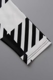 Combinaisons décontracté géométrique imprimé patchwork fente col roulé grande taille blanc