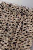 Calças de cintura alta com estampa de leopardo casual patchwork de leopardo básico