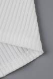 Robes blanches décontractées à rayures patchwork col zippé manches longues
