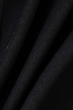 Vêtement d'extérieur à col rabattu décontracté en patchwork uni noir