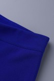 Due pezzi manica lunga blu casual stampa patchwork O collo