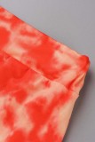 Gilet cardigan con stampa casual rossa Pantaloni o collo Plus Size in tre pezzi