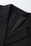 Черная повседневная однотонная верхняя одежда в стиле пэчворк с отложным воротником