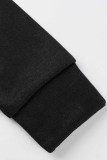 Due pezzi manica lunga colletto con cappuccio lettera stampa casual nero