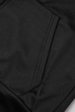 Zwarte casual patchwork-kraag met capuchon, grote maten, twee stukken