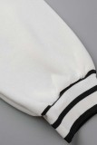 Black Casual Letter Patchwork Conventional Collar Outerwear