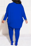 Cardigan casual solido blu cielo con colletto cardigan Plus Size due pezzi
