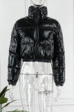 Gold Casual Solid Patchwork Mandarin Collar Outerwear