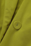Yellow Casual Solid Bandage Patchwork Buckle Turndown Collar Outerwear