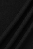 Robes droites noires à col roulé imprimé patchwork décontracté