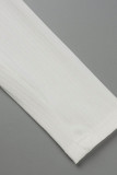 Белый Однотонный Пэчворк Длинный рукав V-образный вырез Повседневная спортивная одежда Из двух частей