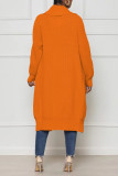 Orange Casual Solid Patchwork Cardigan Krage Ytterkläder