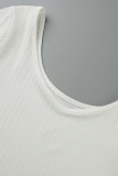 Roupa esportiva branca casual patchwork sólido decote em V manga longa duas peças