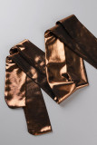 Rose Gold Sexiga Solid Patchwork V-hals Skinny Jumpsuits