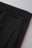 Noir Casual Sportswear Imprimé Patchwork Fermeture Éclair Cardigan Col Manches Longues Deux Pièces