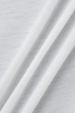 Tops blancs décontractés à col oblique asymétrique en patchwork uni