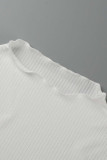 Vita Elegant Solid Patchwork Genomskinliga Half A Turtleneck Pencil Skirt Klänningar