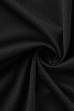 Nero casual sportivo stampa patchwork cerniera cardigan colletto manica lunga due pezzi