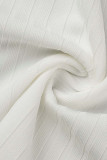 Bianco casual sportivo solido patchwork scollo a V manica lunga due pezzi