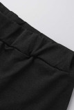 Черный Повседневная спортивная одежда Полосатый принт Повязка Пэчворк О-образный вырез Длинный рукав Из двух частей