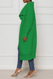 Vêtement d'extérieur à col cardigan décontracté uni en patchwork vert