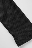 Bodysuits magros pretos sexy casuais sólidos patchwork com decote em V
