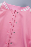 Pink Street Solid Buckle Cardigan Collar Outerwear