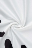 Белая сексуальная водолазка в стиле пэчворк с принтом и длинным рукавом, два предмета