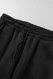 Svarta Casual Solid Cardigan Byxor Turndown-krage Långärmad Två delar