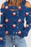 Kerstman casual print uitgeholde patchwork vierkante kraag tops