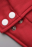 Capispalla con colletto cardigan con fibbia patchwork ricamato casual rosso