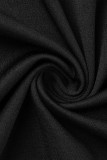 ブラック カジュアル プリント パッチワーク オフショルダー ワンステップ スカート プラスサイズ ドレス