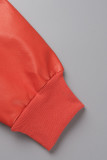Capispalla colletto cardigan con fibbia patchwork ricamato casual rosso blu