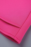 Rose Red Elegant Solid Patchwork Fold Zipper Cardigan Collar A Line Dresses