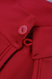 Due pezzi a maniche lunghe a collo alto con patchwork casual a tinta unita rosso rosa