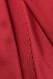 Vestido de noche sin tirantes con abertura de patchwork sólido elegante rojo Vestidos