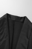 Prendas de abrigo con cuello vuelto de patchwork sólido informal negro